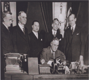 March 1934. President Franklin D. Roosevelt signs the “Philippine Independence Act” (Tydings-McDuffe Act)